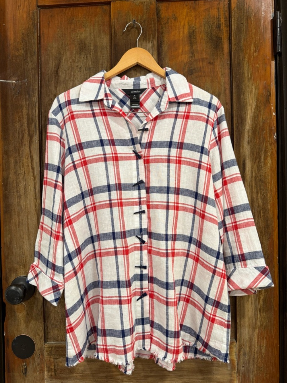 Ali Miles Red & Blue Plaid Button-Down Shirt